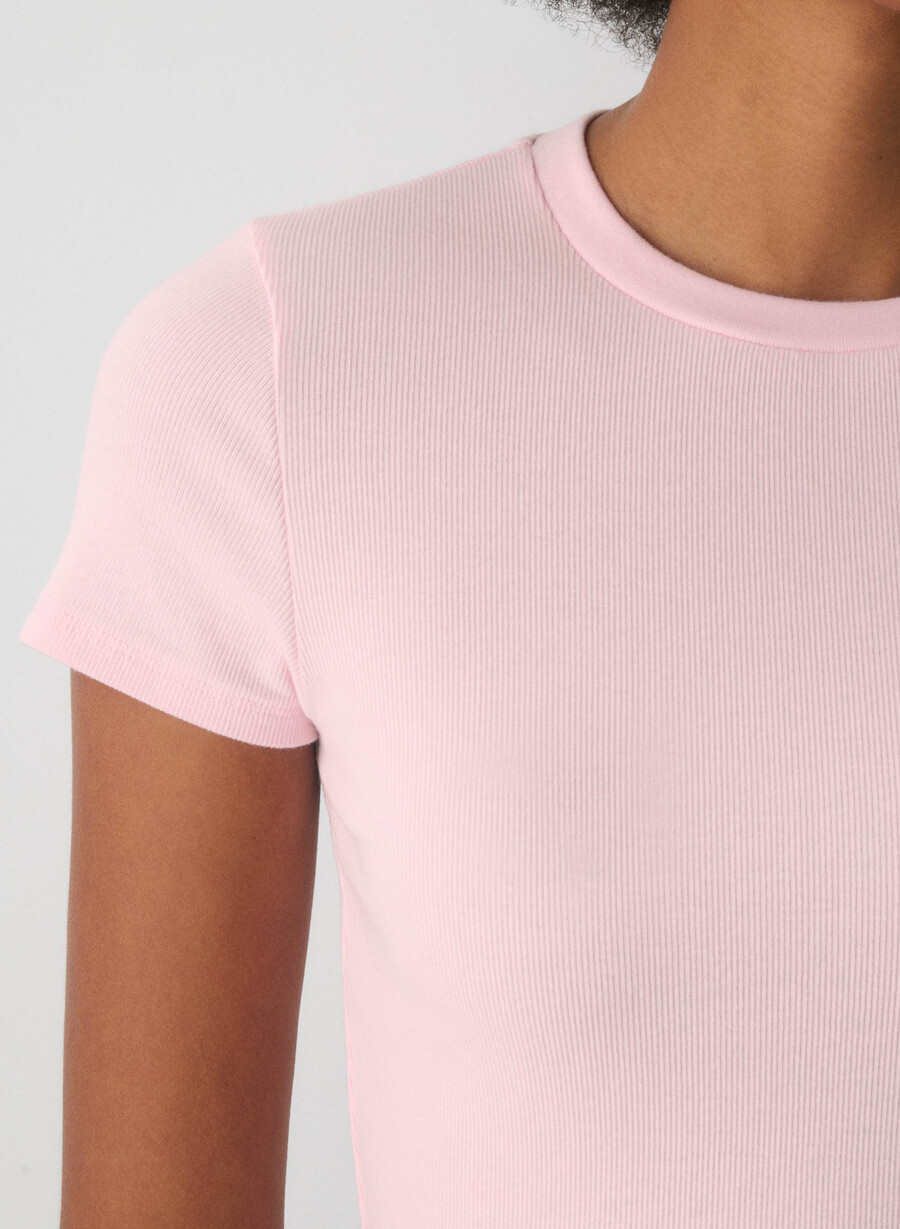tricou homestretch cu talie ajustabilă și nervuri villa pink