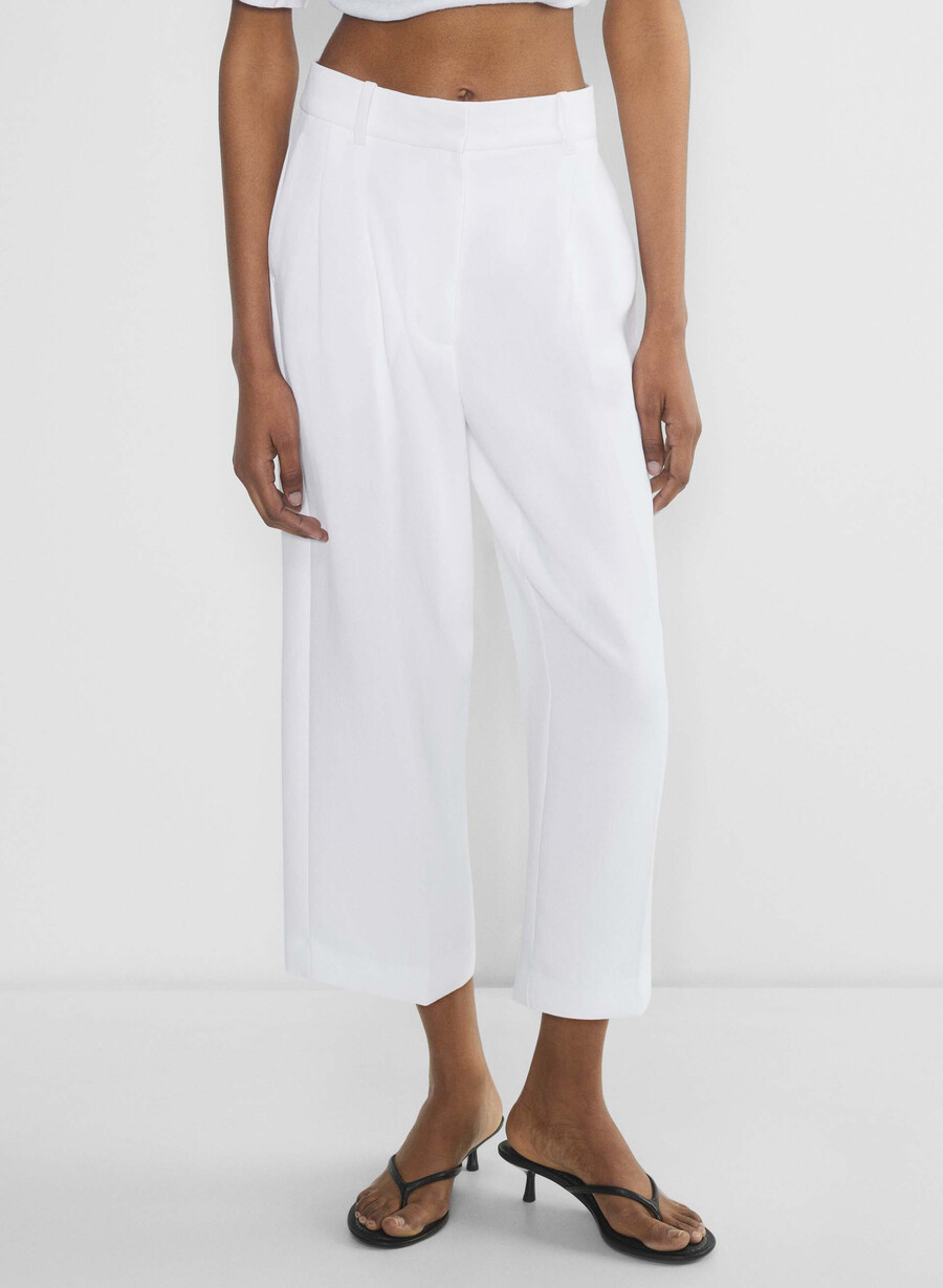 pantalonii scurți the effortless pant - crepette alb