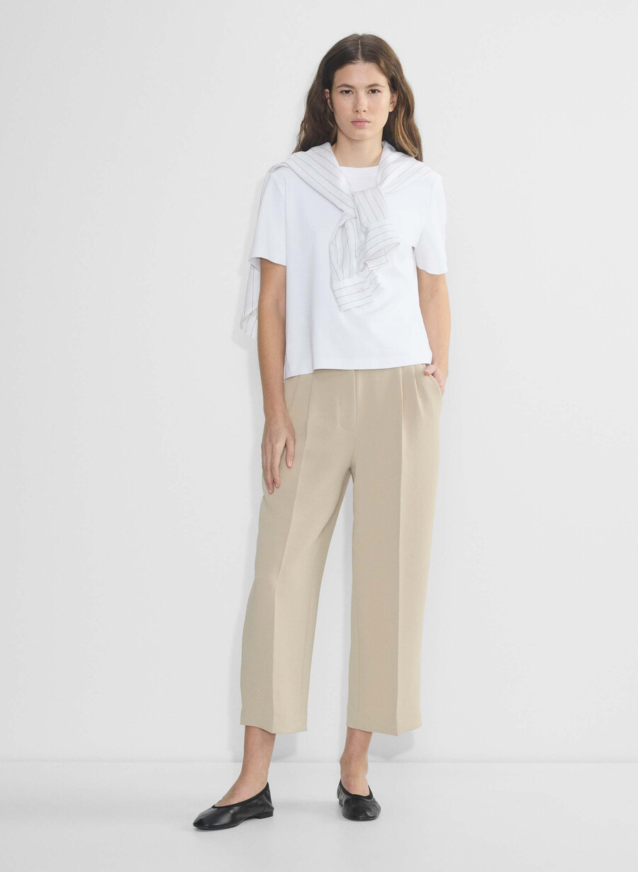 pantalonii scurți the effortless pant - crepette marcona beige