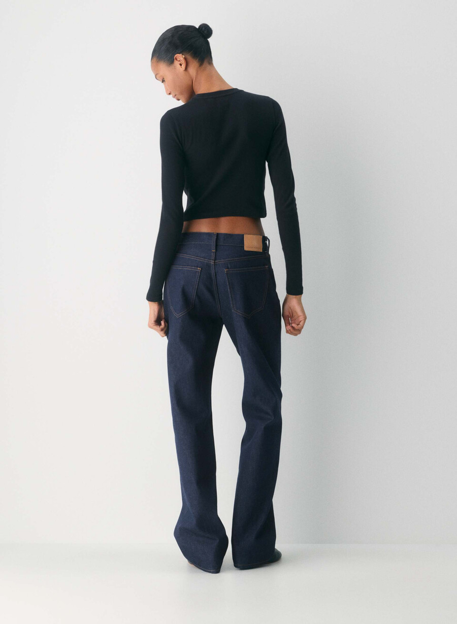 tricou cu mânecă lungă homestretch rib talie rotundă negru