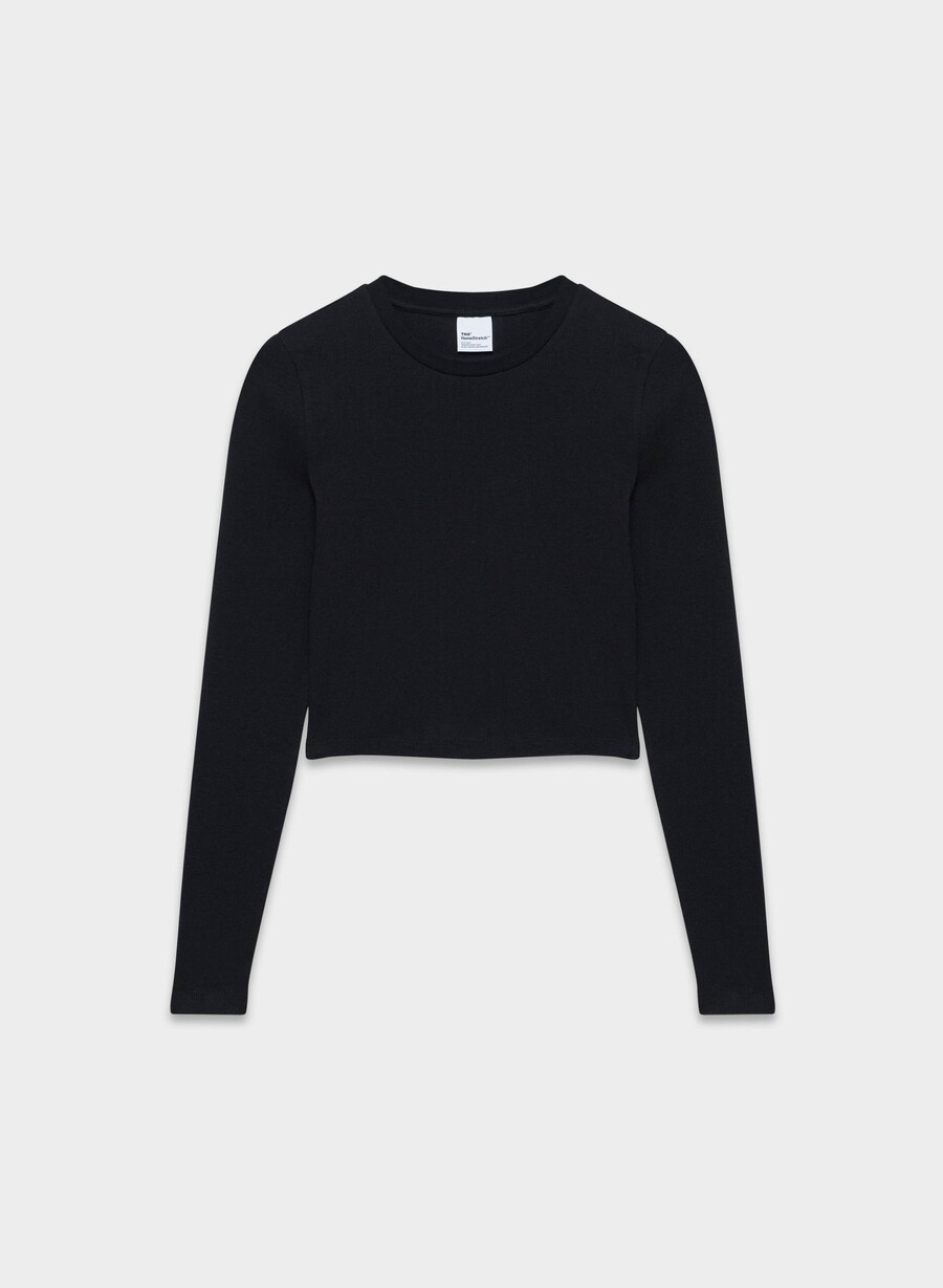 tricou cu mânecă lungă homestretch rib talie rotundă negru