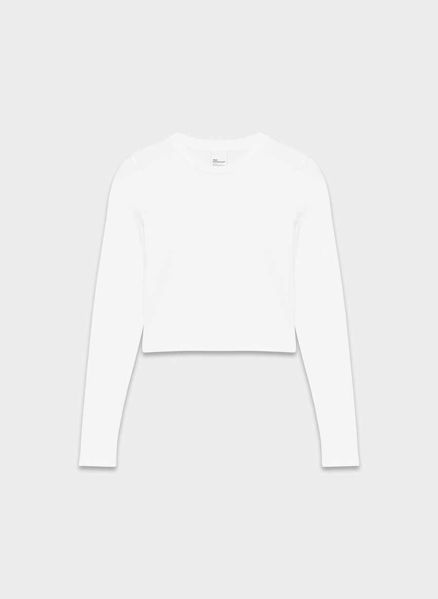 tricou cu mânecă lungă homestretch rib talie rotundă alb