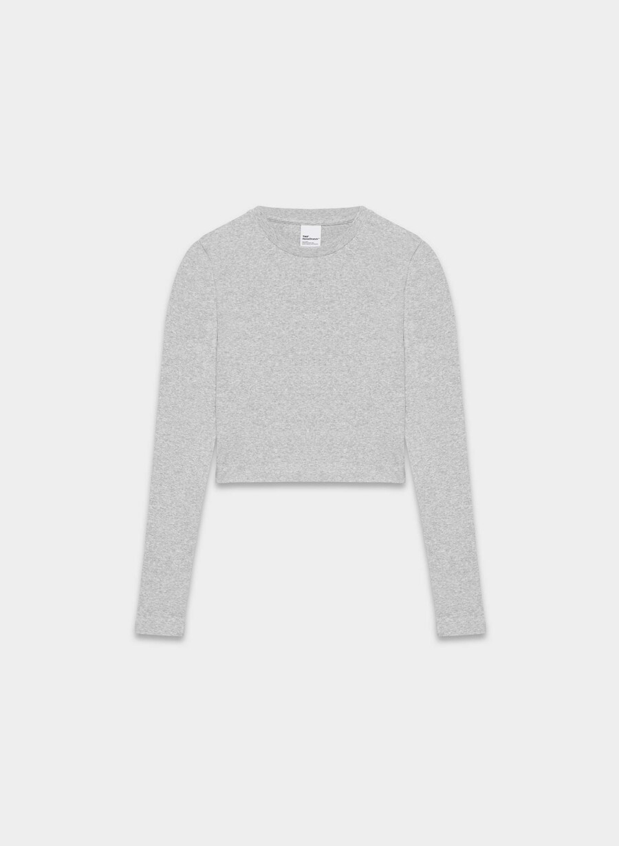 tricou homestretch rib cu talie rotundă și mânecă lungă heather chrome