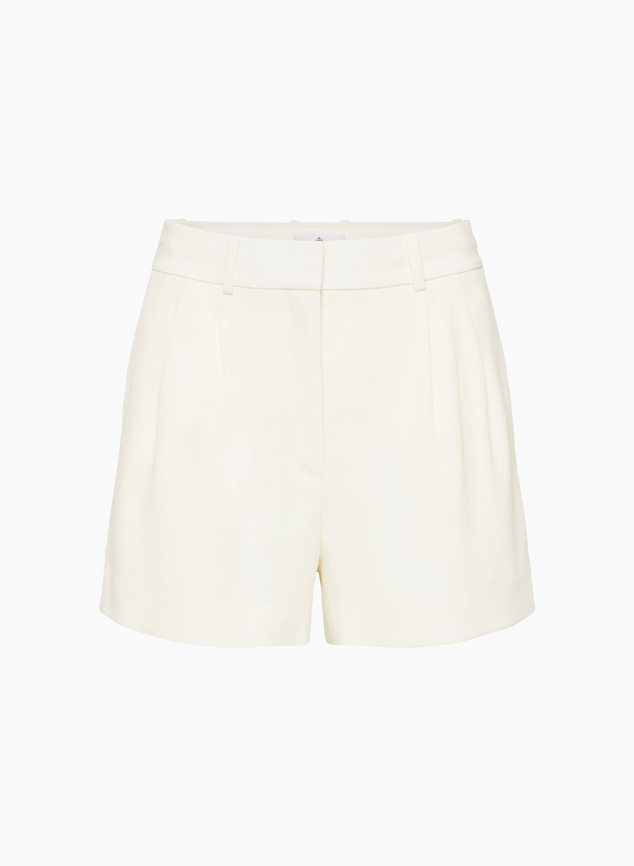 pantaloni scurți mini plisați culoare mesteacăn deschis