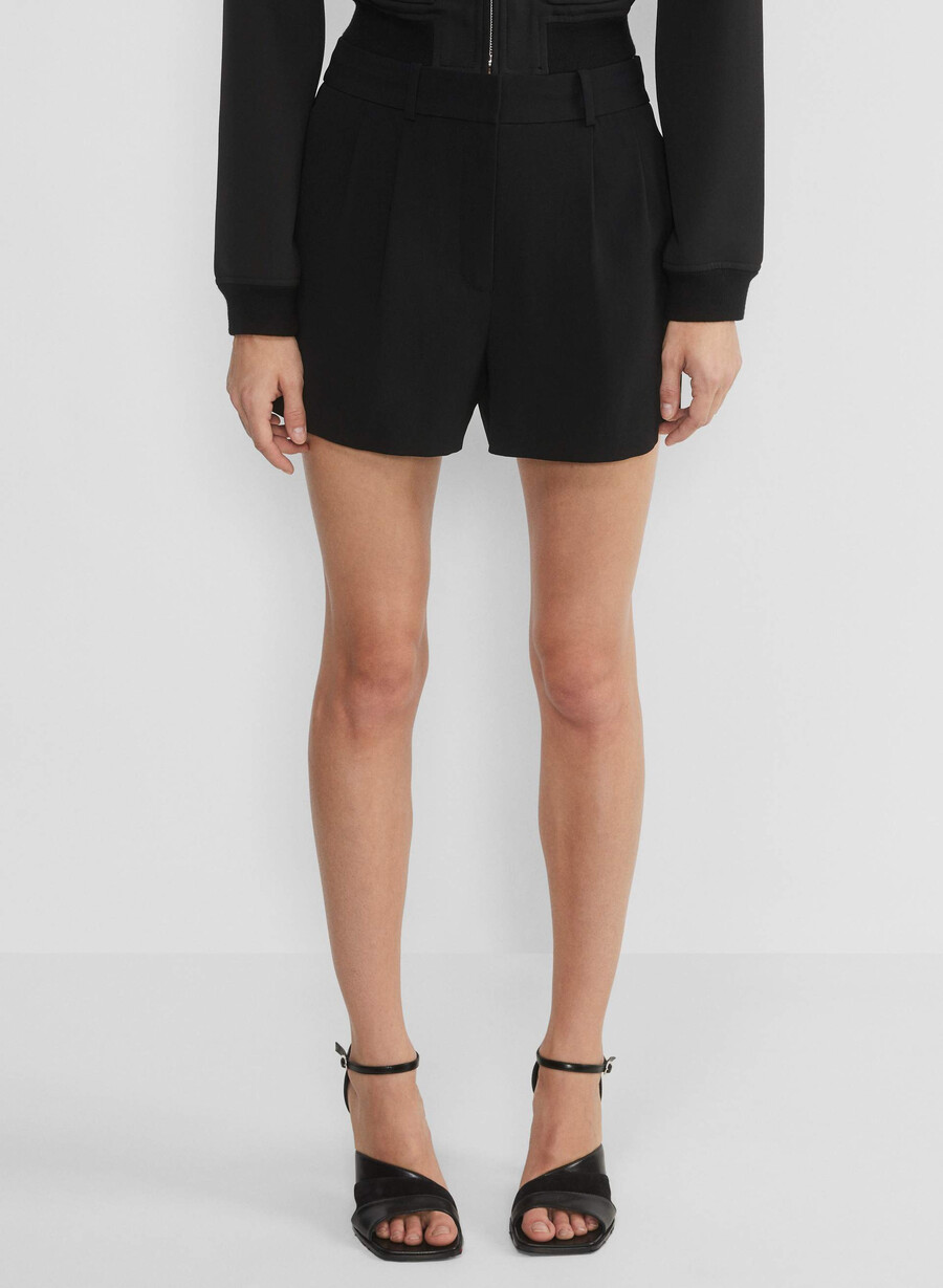 pantaloni scurți mini plisați negri