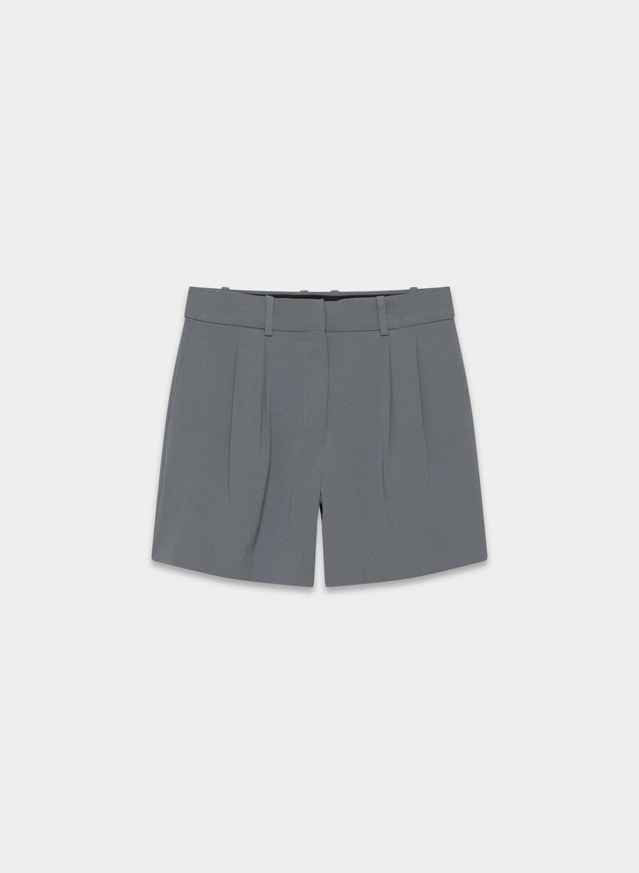 pantaloni scurți plisați la jumătatea coapsei vintage bleumarin