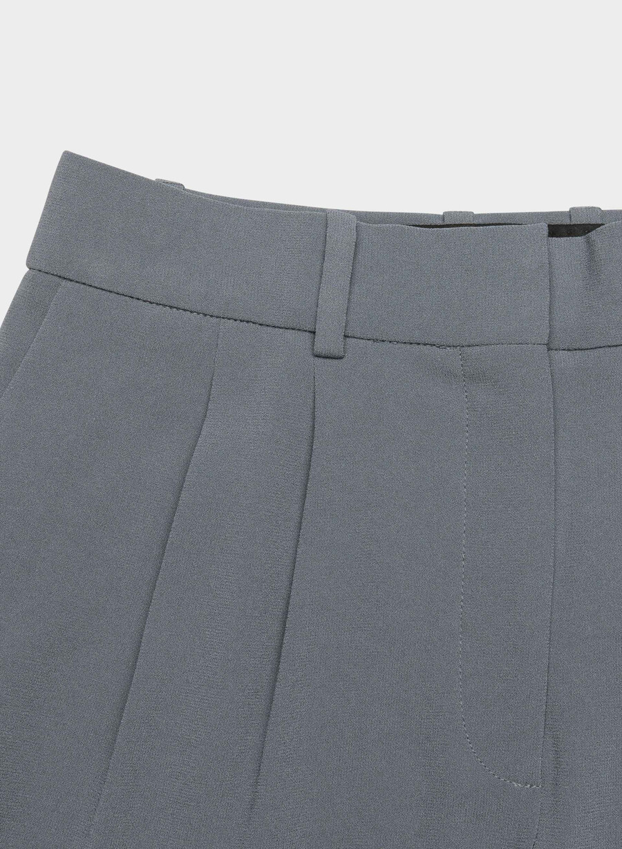 pantaloni scurți plisați la jumătatea coapsei vintage bleumarin