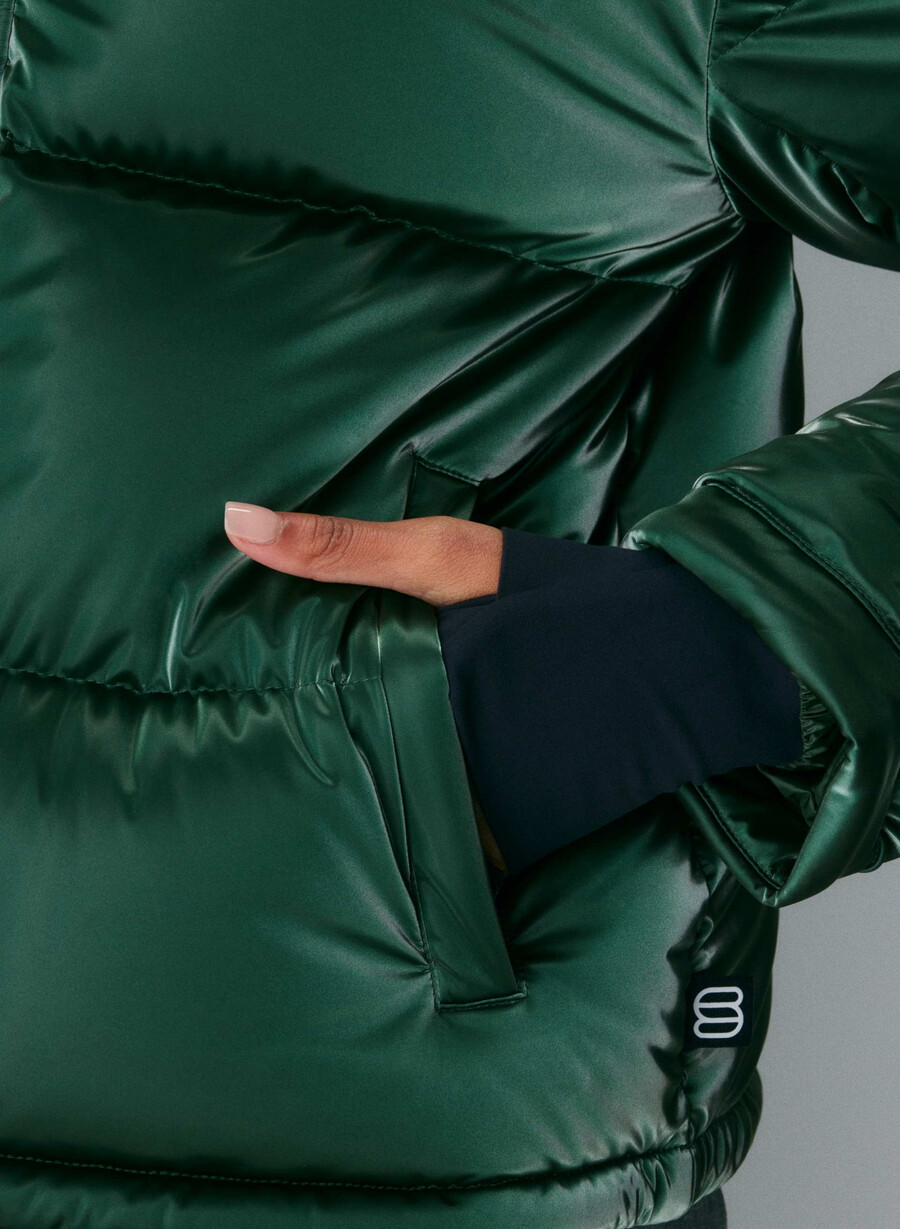 pantaloni scurți the super puff - strălucire lichidă campus verde