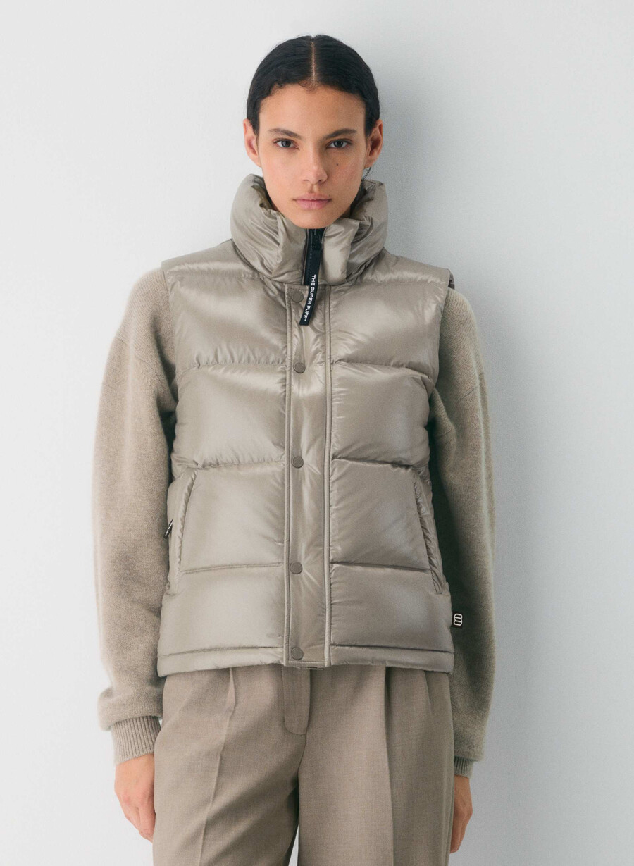 vestă the super puff - gri taupe modern lucios