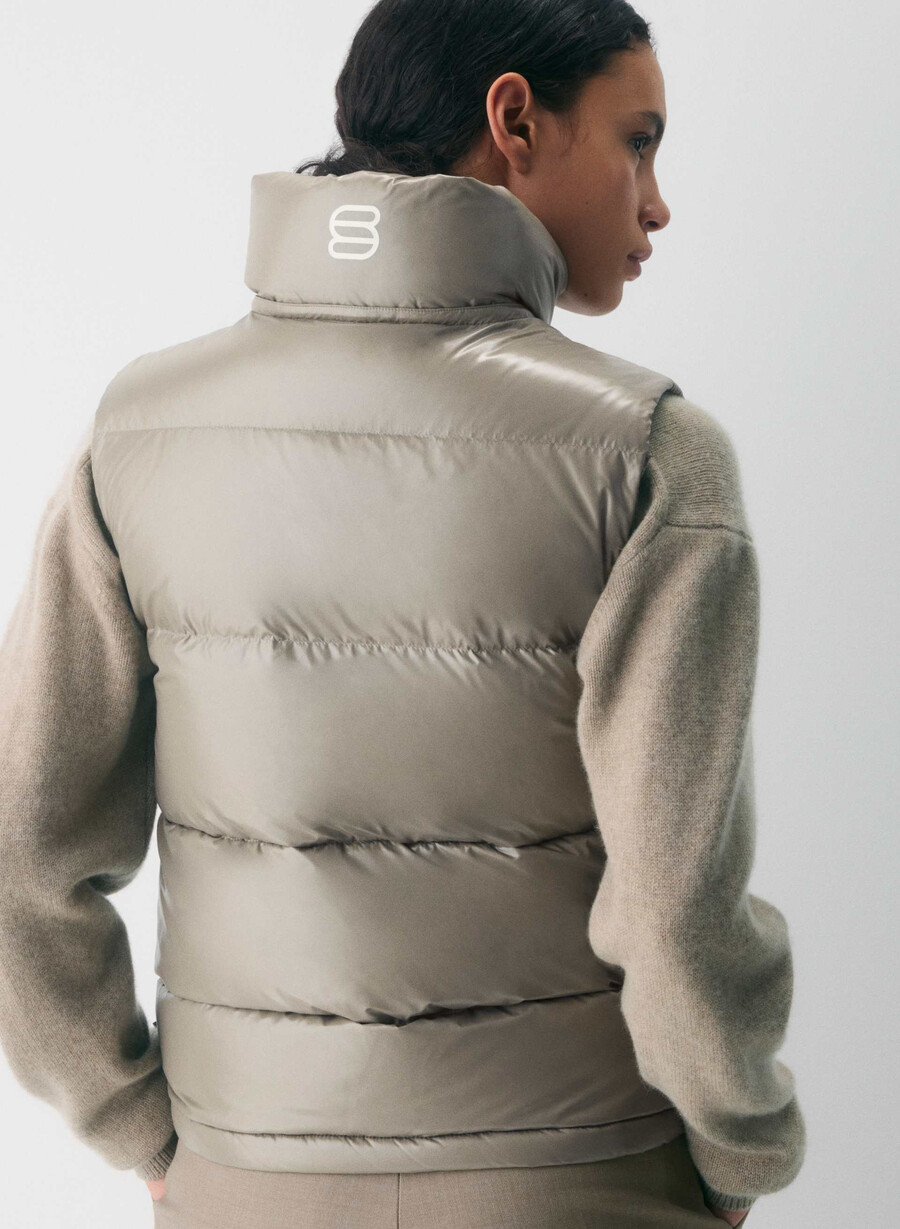 vestă the super puff - gri taupe modern lucios