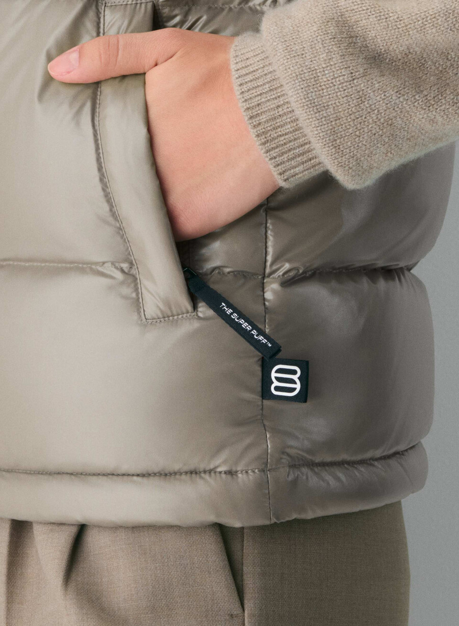 vestă the super puff - gri taupe modern lucios