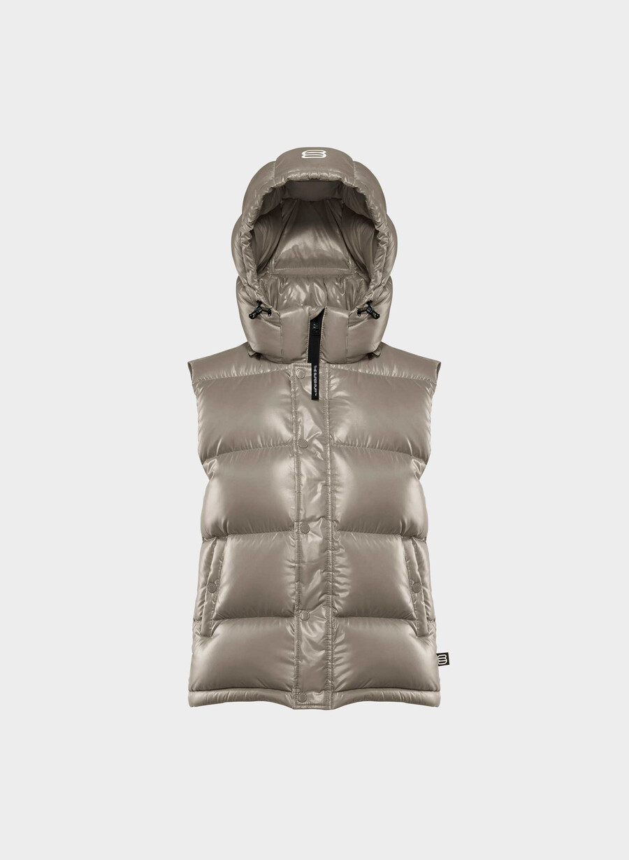 vestă the super puff - gri taupe modern lucios