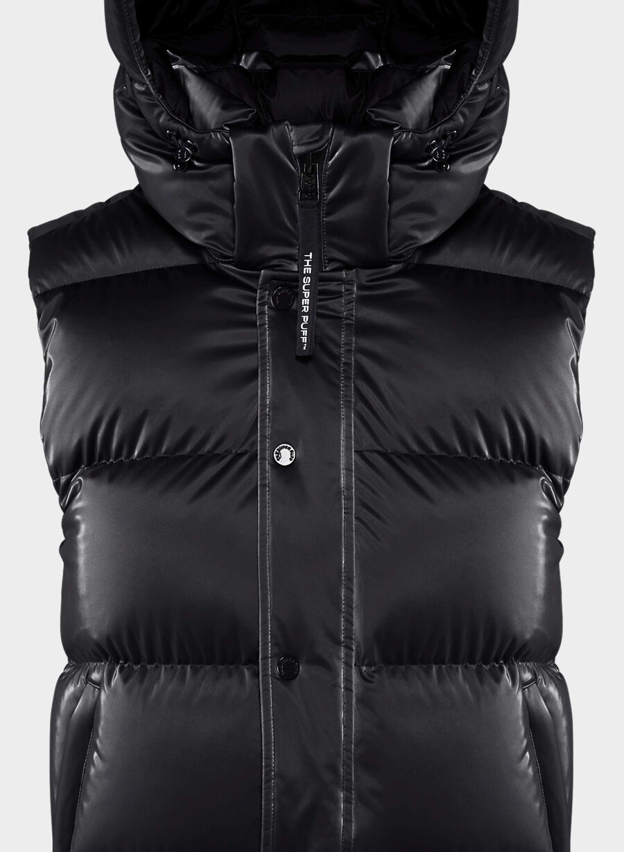 vestă the super puff - negru cu luciu lichid