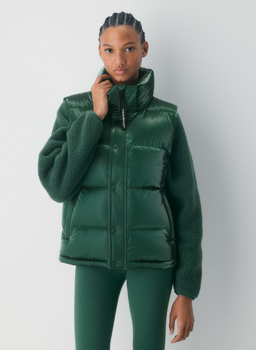 vestă super puff - liquid shine campus green